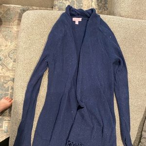 Navy Lilly Pulitzer fringe cardigan